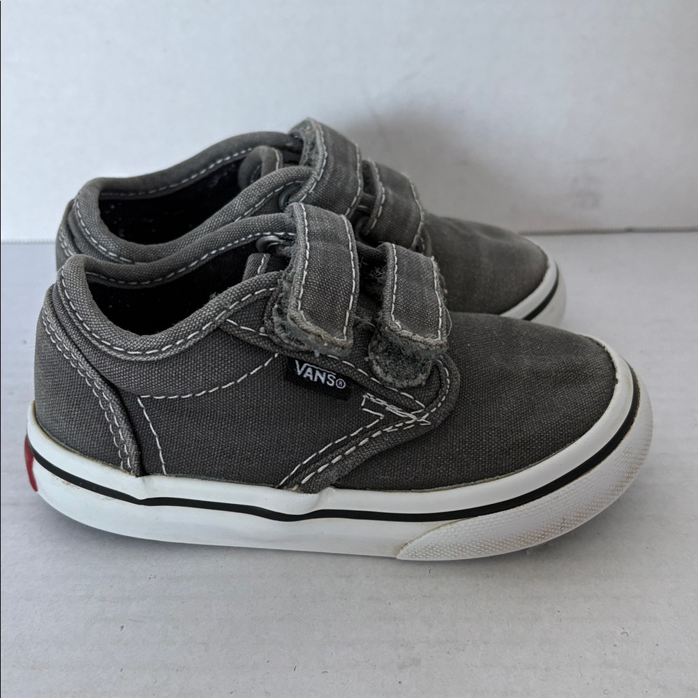 Vans Toddler Gray Canvas Velcro Sneakers